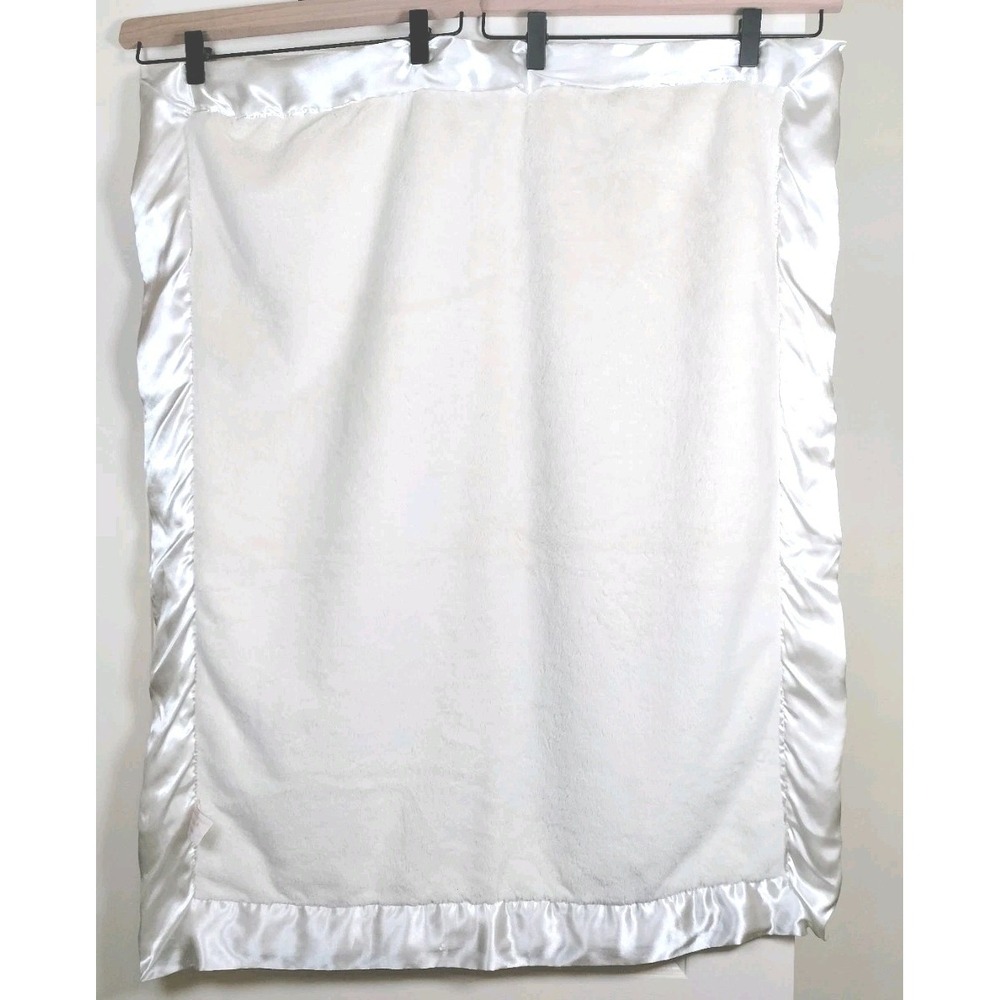 Bearington Baby Security Blanket Plush Cream Ivory Satin Trim Ruffle 35x27